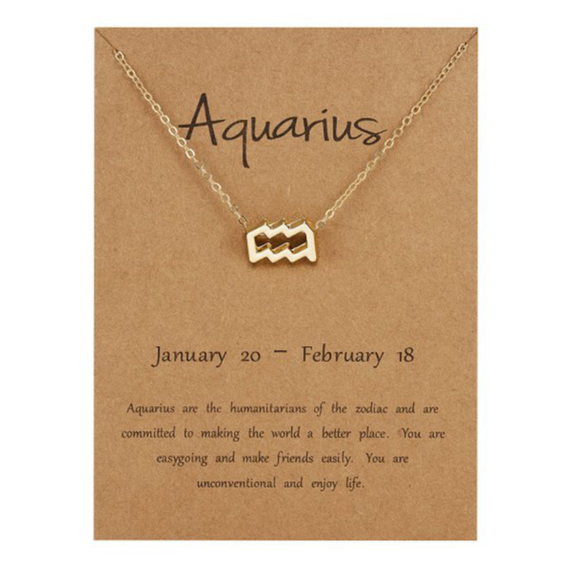 Zodiac Sign Pendant Necklace for Women 12 Constellation Jewelry Choker Charm Silver Color Chain Birthday Card Gift Female Collar
