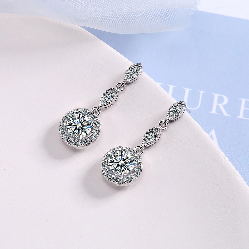 Wholesale Luxury 925 Sterling Silver Zircon Earrings Water Earring Fashion Women Wedding Jewelry Engagement Gift Christmas