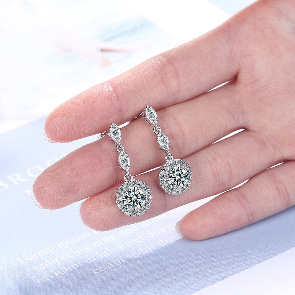 Wholesale Luxury 925 Sterling Silver Zircon Earrings Water Earring Fashion Women Wedding Jewelry Engagement Gift Christmas